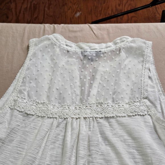 White Lace Coquette Tunic Tank Size L Fairy‎ Romantic Dainty Feminine - Picture 9 of 9